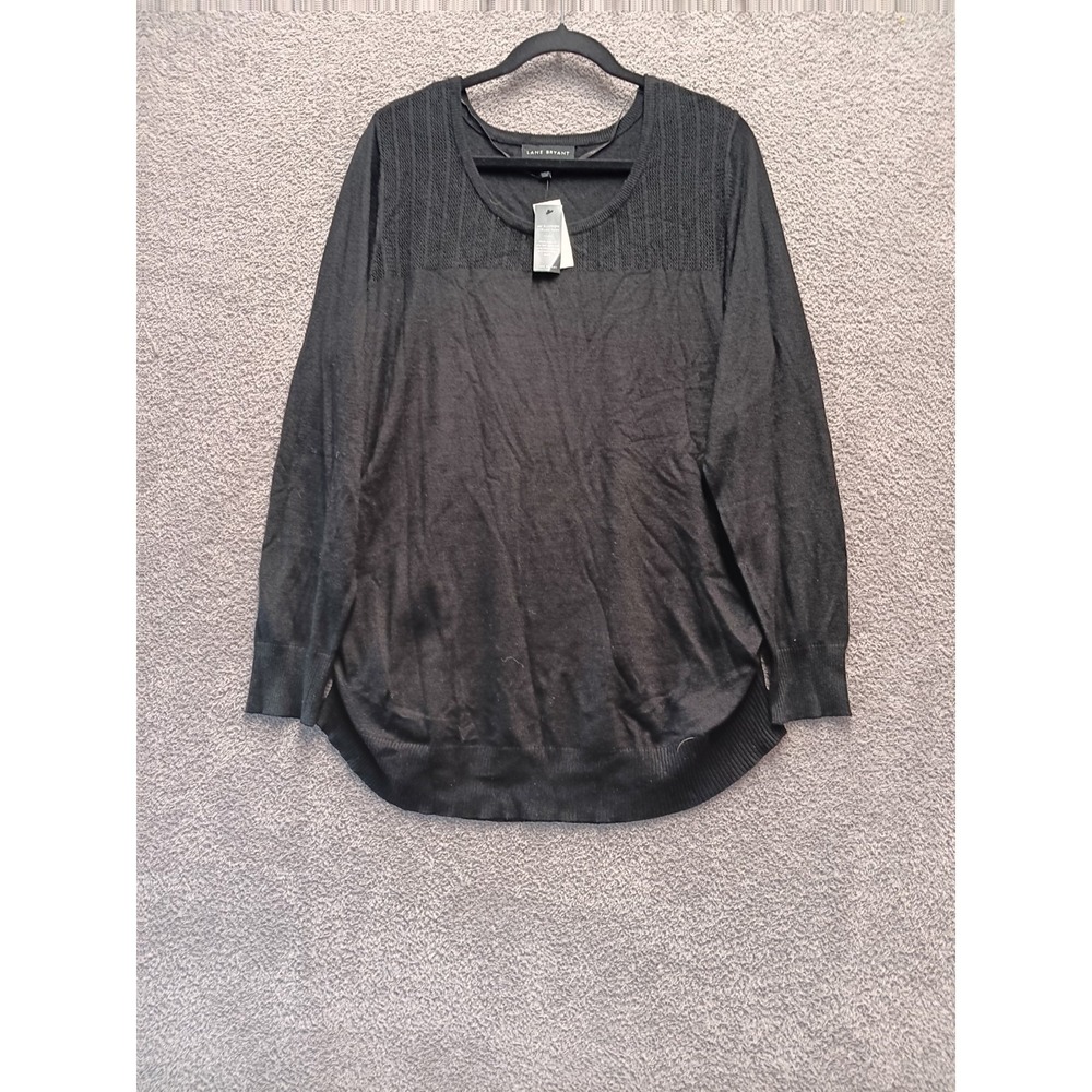 Lane Bryant Black Illusion Sweater 18/20 NWT Office Minimalist Curvy Layer